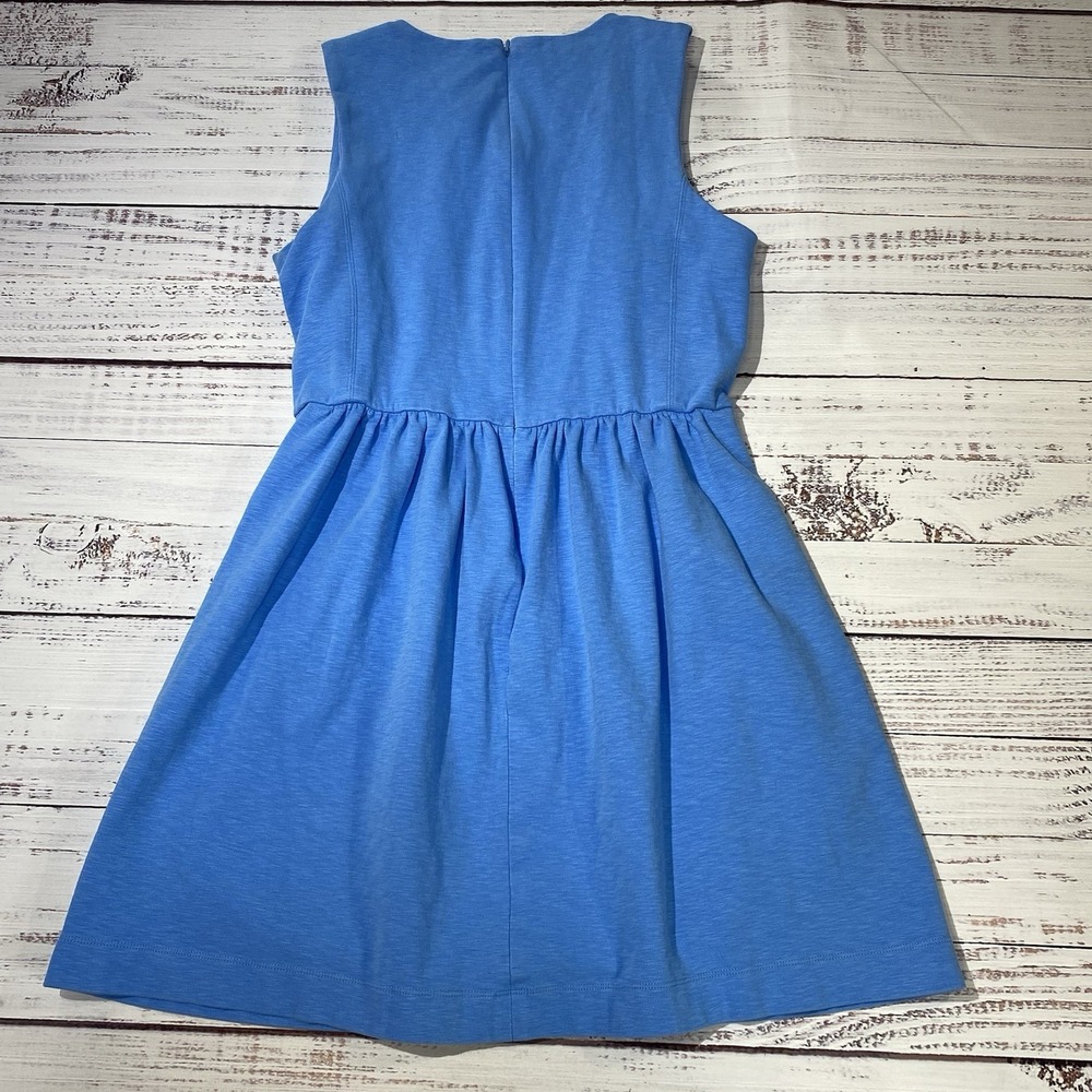 JCrew‎ Women Daybreak Dress Medium Light Blue Cornflower Pockets Zipper Back